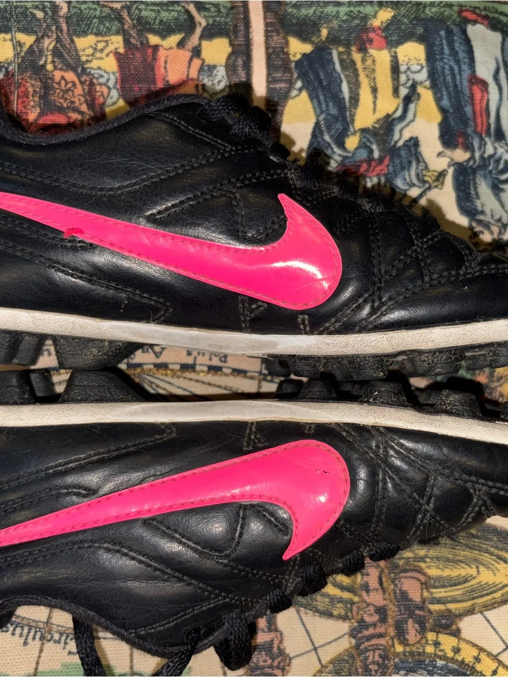 Black Athletic Shoes with Pink Accents